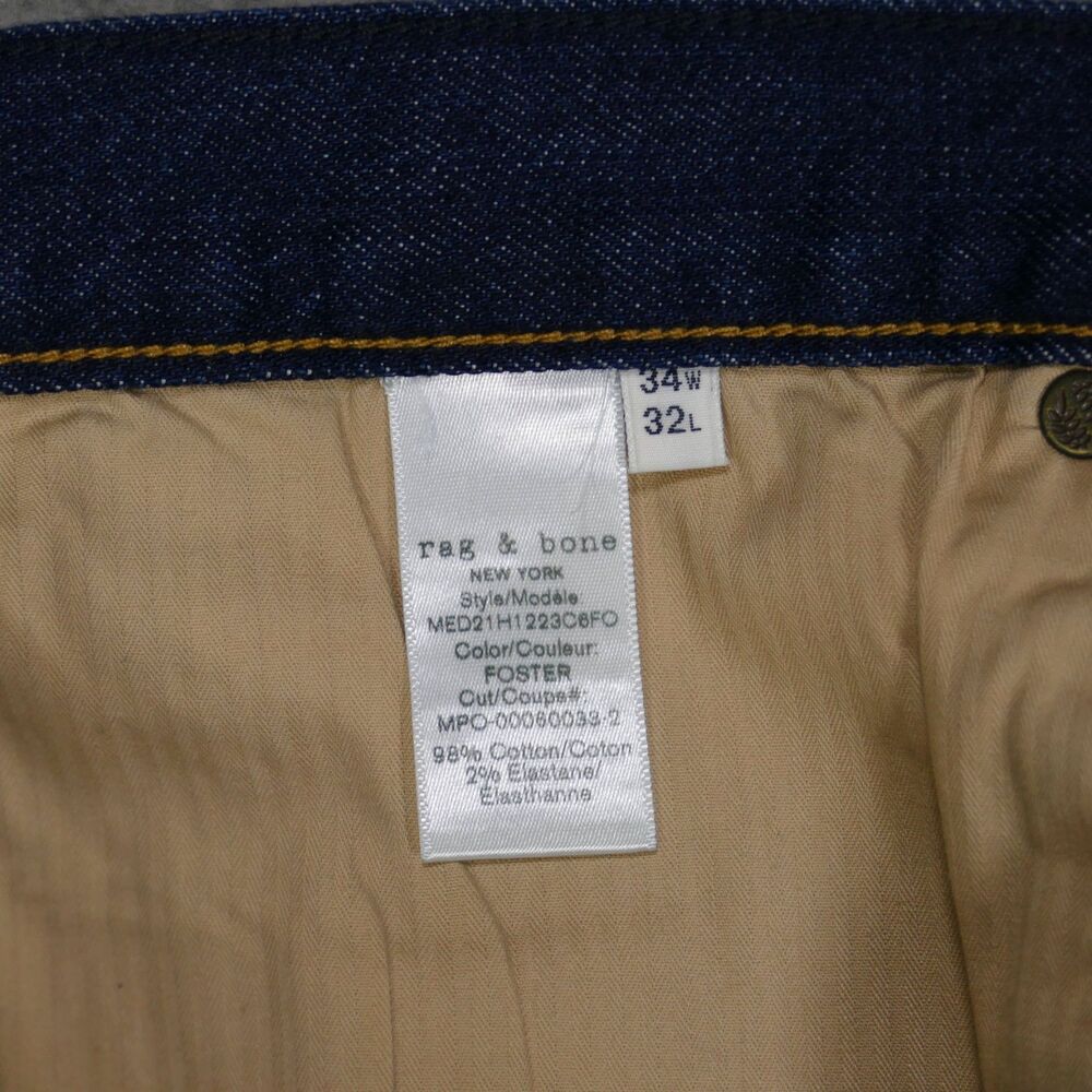Rag & Bone Jeans Mens 34x29 Dark Wash Denim Fit 2 Slim - Picture 7 of 16